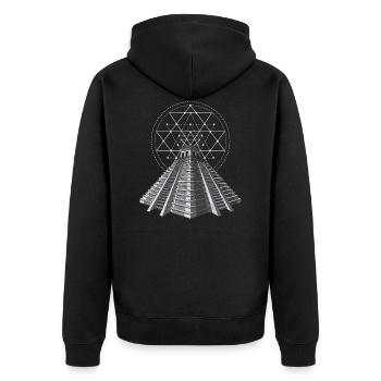 Aztec Mayan Pyramid Ancient Sacred Geometry - Unisex Premium Organic Zip Hoodie - black - Back - Nico (187cm)