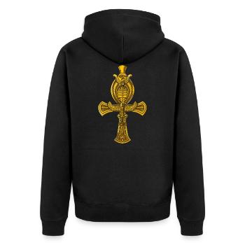 Egyptian Ankh Eye Of Horus Ancient Sacred Symbol - Unisex Premium Organic Zip Hoodie - black - Back - Nico (187cm)