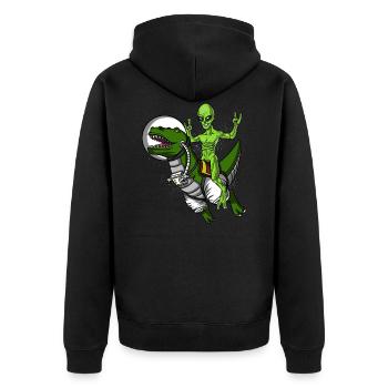 Space Alien Reiten T-Rex Dinosaurier Astronaut - Unisex Premium Bio Zip Hoodie - Schwarz - Hinten - Nico (187cm)