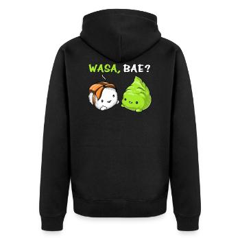 Niedliche Sushi Wasabi Paare Wasa Bae - Unisex Premium Bio Zip Hoodie - Schwarz - Hinten - Nico (187cm)