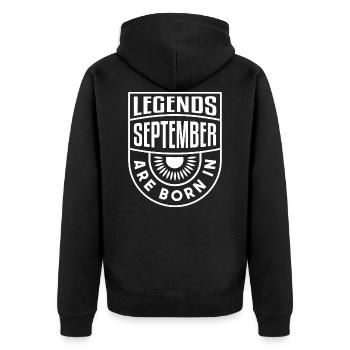 Legends are born in September -Varsity Design - Veste à capuche bio Premium Unisexe - noir - Dos - Nico (187cm)
