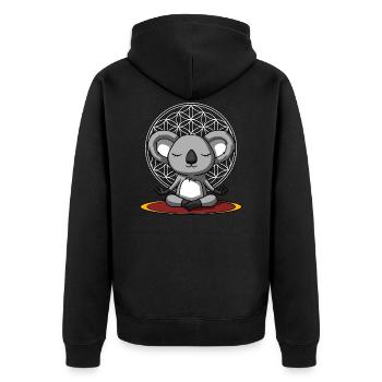 Cute Koala Bear Zen Yoga Meditation - Unisex Premium Organic Zip Hoodie - black - Back - Nico (187cm)