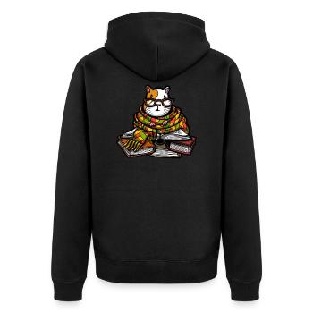 Livre de cochon d'Inde lisant un animal mignon - Veste à capuche bio Premium Unisexe - noir - Dos - Nico (187cm)