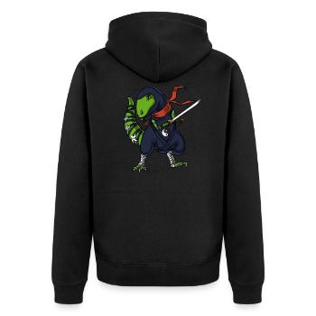 Samurai du guerrier ninja dinosaure T-Rex - Veste à capuche bio Premium Unisexe - noir - Dos - Nico (187cm)