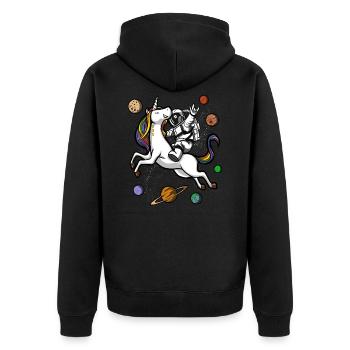 Space Astronaut Riding Magical Unicorn - Unisex Premium Organic Zip Hoodie - black - Back - Nico (187cm)