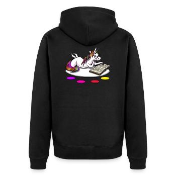 Magical Unicorn Book Reading Nerd - Unisex Premium Organic Zip Hoodie - black - Back - Nico (187cm)