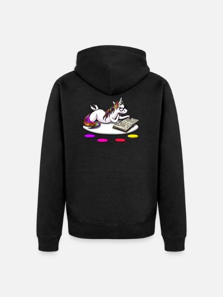 Magiczna Księga Jednorożca Czytanie Nerdu - Ekologiczna rozpinana bluza z kapturem Premium unisex - czarny