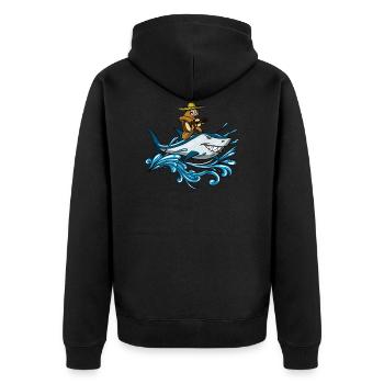 Cowboy paresseux avec guitare équitation Ocean Shark - Veste à capuche bio Premium Unisexe - noir - Dos - Nico (187cm)