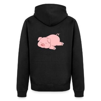 Pig Chill - Unisex Premium Bio Zip Hoodie - Schwarz - Hinten - Nico (187cm)