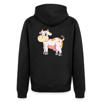 Cow Wink - Unisex Premium Bio Zip Hoodie - Schwarz - Hinten - Nico (187cm)