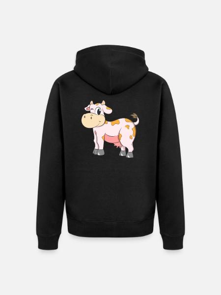 Cow Wink - Unisex Premium Organic Zip Hoodie - black