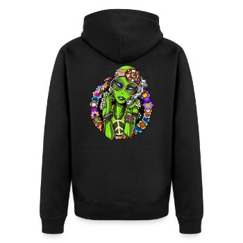 Space Alien Hippie Stoner - Unisex Premium Organic Zip Hoodie - black - Back - Nico (187cm)