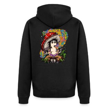 Hippie Shrooms Psychedelic Magic Mushroom Festival - Unisex Premium Organic Zip Hoodie - black - Back - Nico (187cm)
