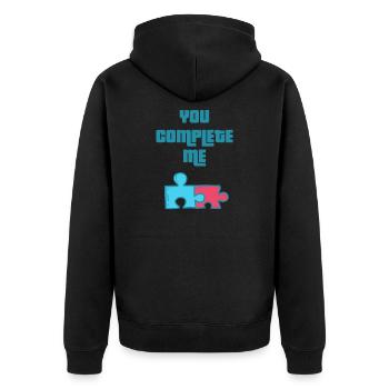 Love puzzle love puzzle - Unisex Premium Organic Zip Hoodie - black - Back - Nico (187cm)