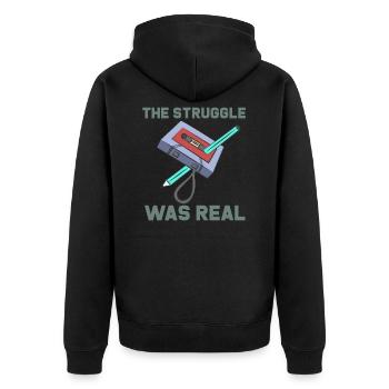 THE STRUGGLE WAS REAL - Unisex Premium Organic Zip Hoodie - black - Back - Nico (187cm)