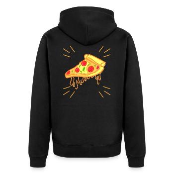 Pizza - Unisex Premium Bio Zip Hoodie - Schwarz - Hinten - Nico (187cm)