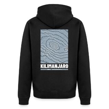 Kilimanjaro | Map Topography Grunge - Unisex Premium Organic Zip Hoodie - black - Back - Nico (187cm)