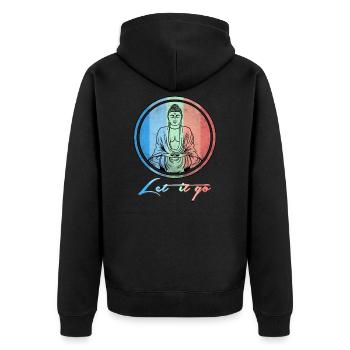 Buddha let it go - Unisex Premium Bio Zip Hoodie - Schwarz - Hinten - Nico (187cm)