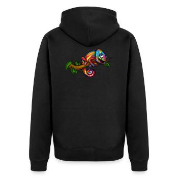 Rainbow Chameleon Colorful Lizard Reptile - Unisex Premium Organic Zip Hoodie - black - Back - Nico (187cm)