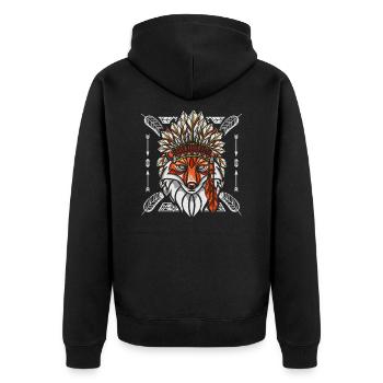Fox shaman Indian - Unisex Premium Organic Zip Hoodie - black - Back - Nico (187cm)