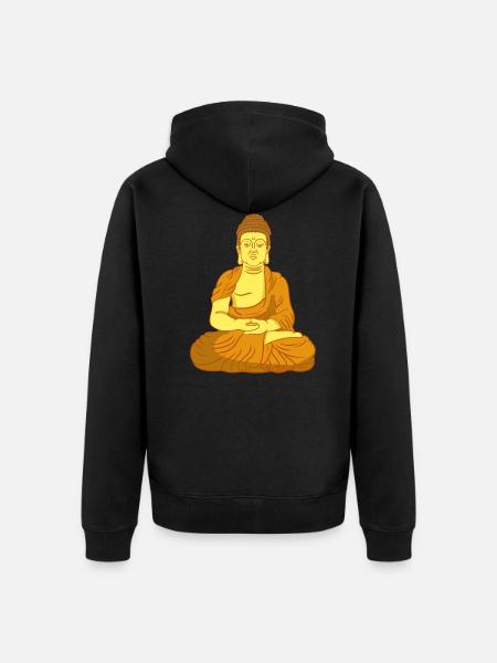 Buddha Sitting meditation - Unisex Premium Organic Zip Hoodie - black