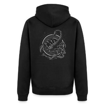 König Scorpion King Scorpion - Unisex Premium Bio Zip Hoodie - Schwarz - Hinten - Nico (187cm)