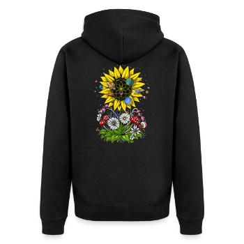 Hippie Sunflower Psychedelic Flower Of Life - Unisex Premium Organic Zip Hoodie - black - Back - Nico (187cm)