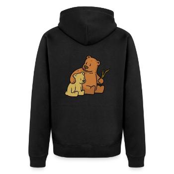 My family bear peace day - Unisex Premium Organic Zip Hoodie - black - Back - Nico (187cm)