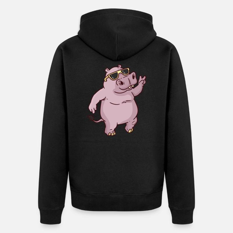 Frieden Hippo peace day - Unisex Premium Bio Zip Hoodie - Schwarz