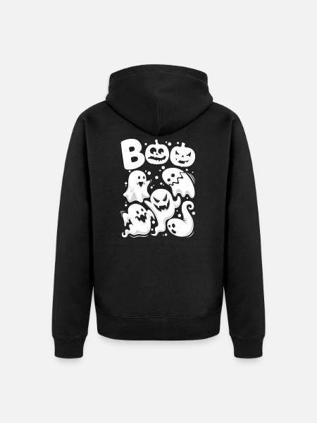 Boo Ghosts - Unisex Premium Organic Zip Hoodie - black