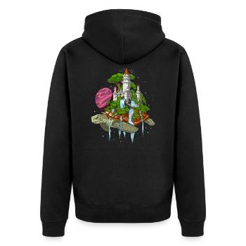 Kosmische Schildkröte - Unisex Premium Bio Zip Hoodie - Schwarz - Hinten - Nico (187cm)