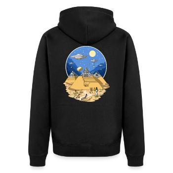 UFO Aliens Pyramides Egyptiennes - Veste à capuche bio Premium Unisexe - noir - Dos - Nico (187cm)