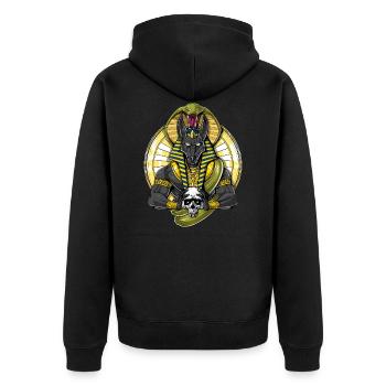 Ägyptischer Gott Wolf Anubis Schädel - Unisex Premium Bio Zip Hoodie - Schwarz - Hinten - Nico (187cm)