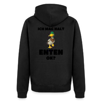 Ich mag Halt Enten ok? Ente Lustiges Geschenk - Unisex Premium Bio Zip Hoodie - Schwarz - Hinten - Nico (187cm)