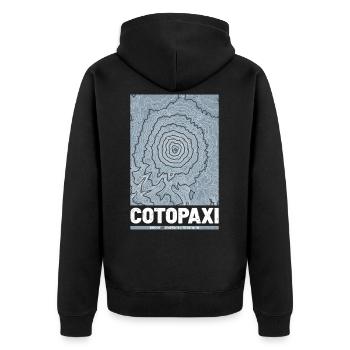 Cotopaxi | Map Topography Grunge - Unisex Premium Organic Zip Hoodie - black - Back - Nico (187cm)