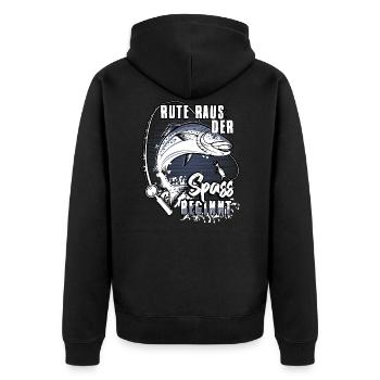 Rute Raus Der Spass Beginnt Angelrute Geschenk - Unisex Premium Bio Zip Hoodie - Schwarz - Hinten - Nico (187cm)