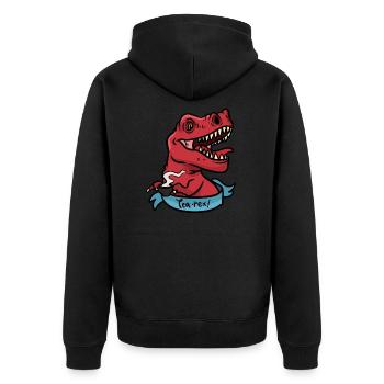 Tea Rex Tee-Rex - Unisex Premium Bio Zip Hoodie - Schwarz - Hinten - Nico (187cm)