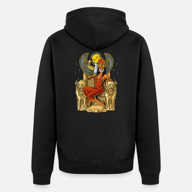 Sekhmet Déesse égyptienne Lionne - Veste à capuche bio Premium Unisexe - noir