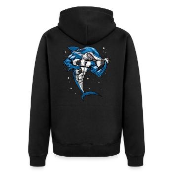 Requin Fitness Haltérophilie - Veste à capuche bio Premium Unisexe - noir - Dos - Nico (187cm)