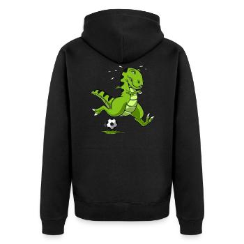 T-Rex Dinosaur Football - Unisex Premium Organic Zip Hoodie - black - Back - Nico (187cm)