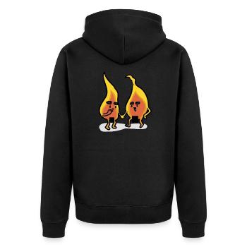 zensierte Feuer Censored Fire - Unisex Premium Bio Zip Hoodie - Schwarz - Hinten - Nico (187cm)