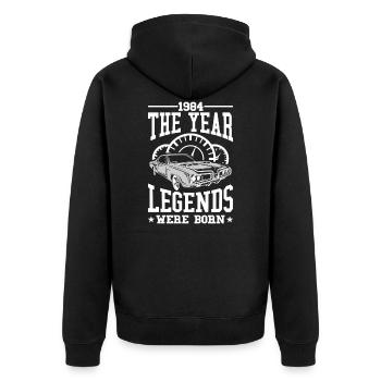 1984 Legends 1984 Legends - Unisex Premium Bio Zip Hoodie - Schwarz - Hinten - Nico (187cm)