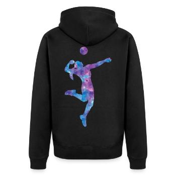 Volleyballspieler - Unisex Premium Bio Zip Hoodie - Schwarz - Hinten - Nico (187cm)