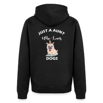 Nur eine Tante die Hunde liebt - Unisex Premium Organic Zip Hoodie - black - Back - Nico (187cm)