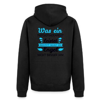 Physiotherapie Physiotherapeut Praxis Job Geschenk - Unisex Premium Bio Zip Hoodie - Schwarz - Hinten - Nico (187cm)