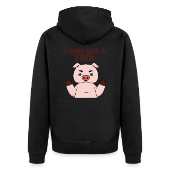 Ich gebe nicht ein fuck Pig i don't give a fuck Pi - Unisex Premium Bio Zip Hoodie - Schwarz - Hinten - Nico (187cm)