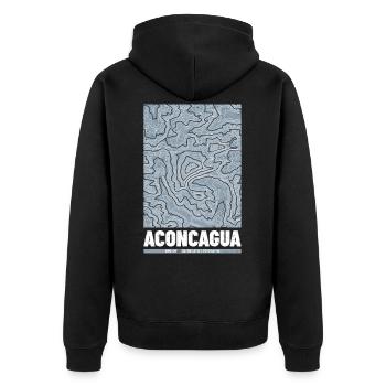 Aconcagua | Carte Topographie Grunge - Veste à capuche bio Premium Unisexe - noir - Dos - Nico (187cm)