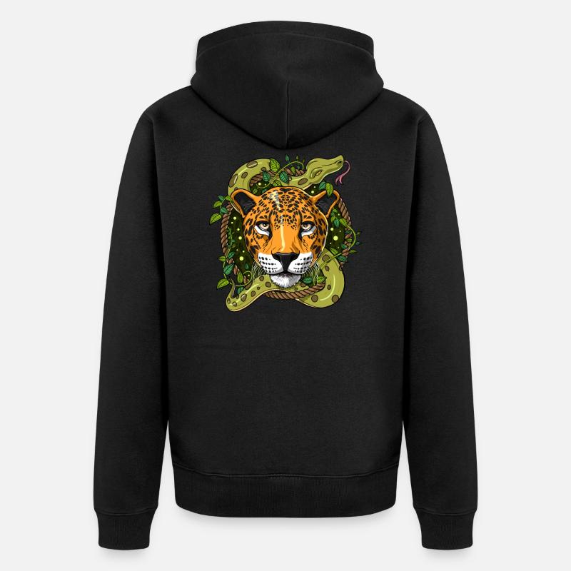 Psychedelische Jaguar Ayahuasca DMT Reise - Unisex Premium Bio Zip Hoodie - Schwarz