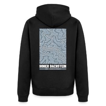 Hoher Dachstein | Map topography Grunge - Unisex Premium Organic Zip Hoodie - black - Back - Nico (187cm)