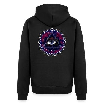 DMT Psychedelic Sacred Geometry - Unisex Premium Bio Zip Hoodie - Schwarz - Hinten - Nico (187cm)